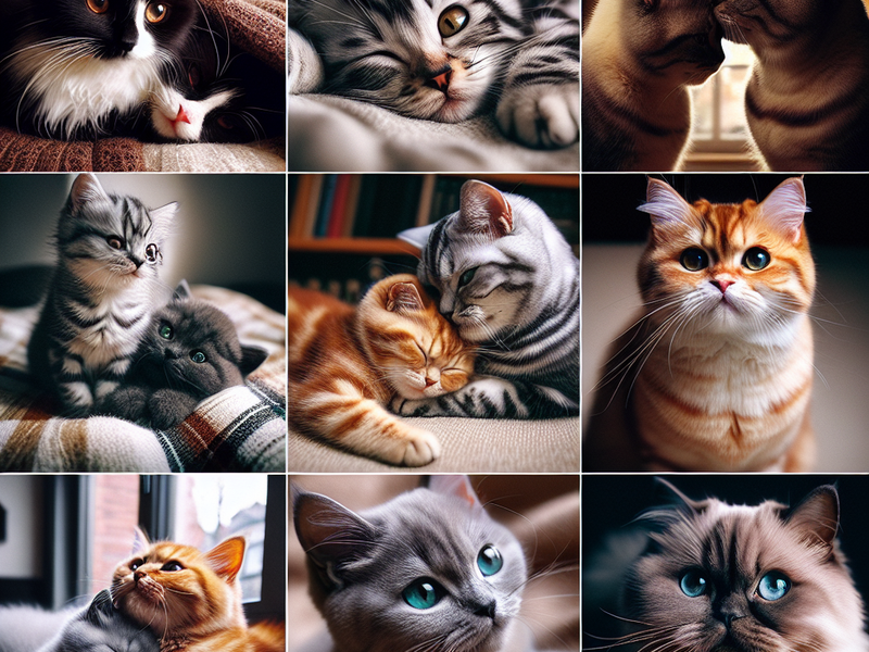 various images of cats displaying affection - GATIFICAÇÃO RELFE