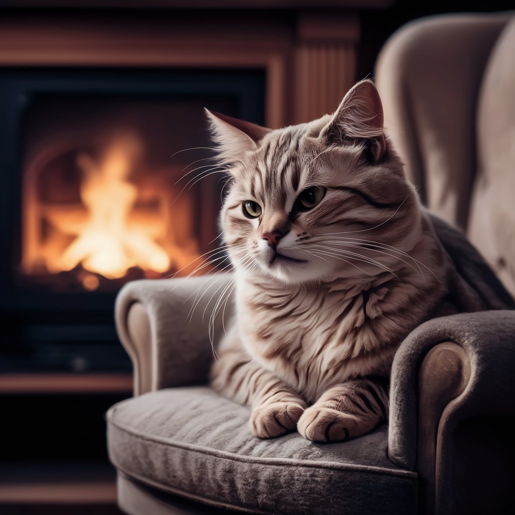 Um gato ronronando, simbolizando conforto e complexidade emocional.